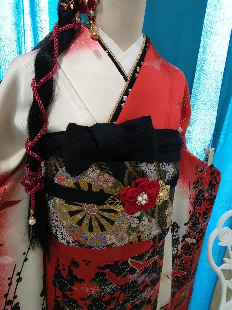 振袖フルセット、正絹振袖成人式、重ね衿帯揚げ帯締め、西陣袋帯、長襦袢