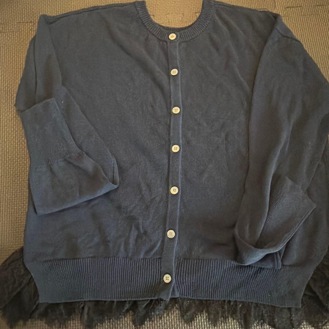 Spick & Span レースドッキング2WAYカーディガン　ネイビー