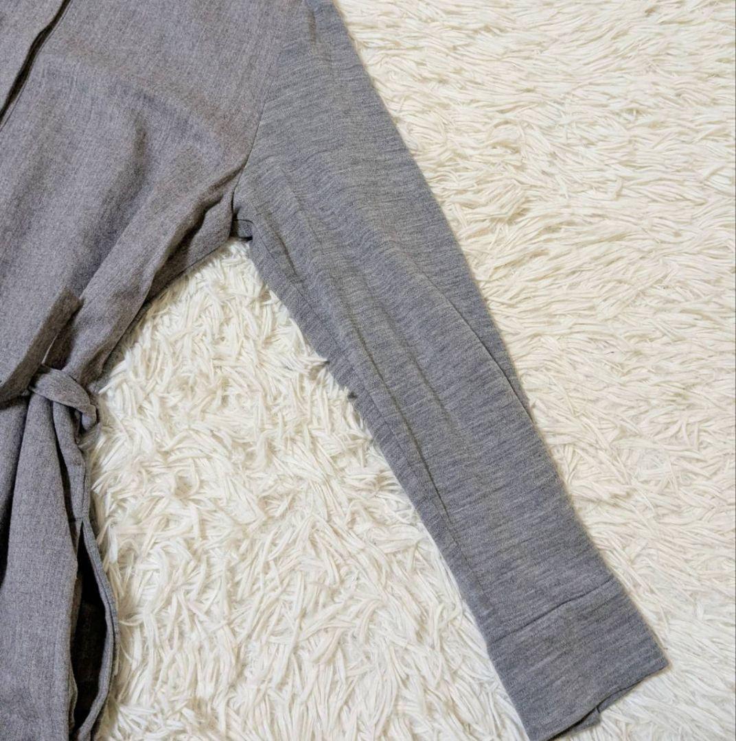 モラビト シャツワンピース ジャージ素材 リボンベルト グレー M