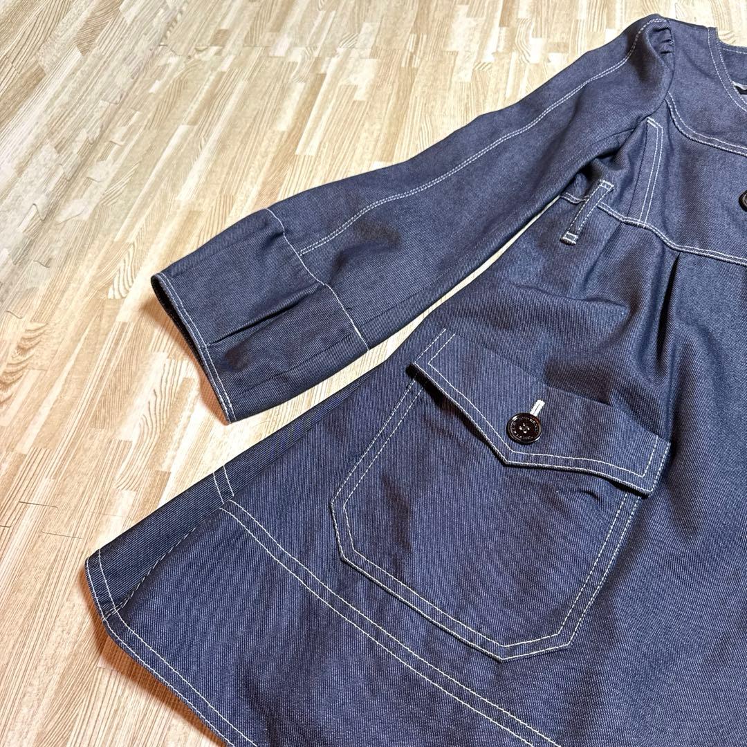 【未使用級】BURBERRY バーバリーブルーレーベル ノーカラートレンチコート