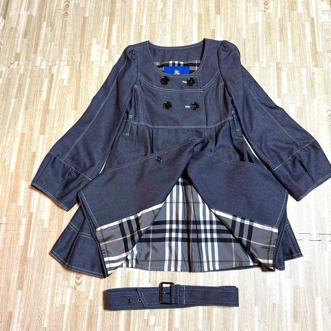 【未使用級】BURBERRY バーバリーブルーレーベル ノーカラートレンチコート