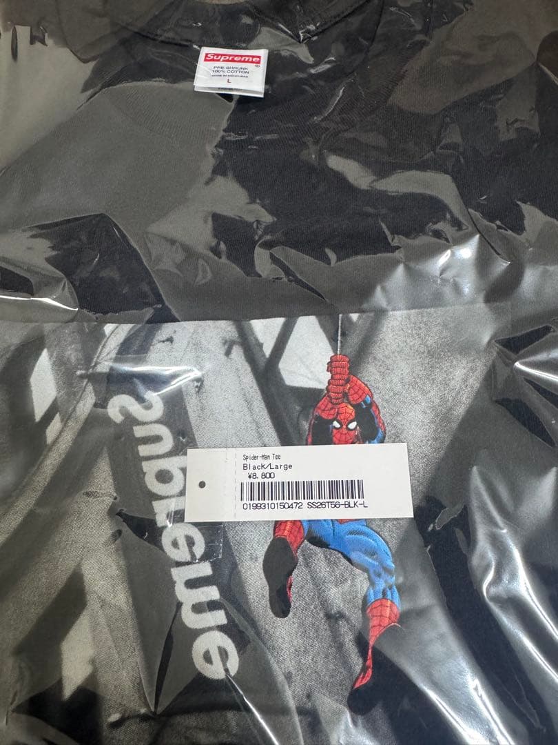 新品未使用　シュプリーム　スパイダーマン　Tシャツ　黒