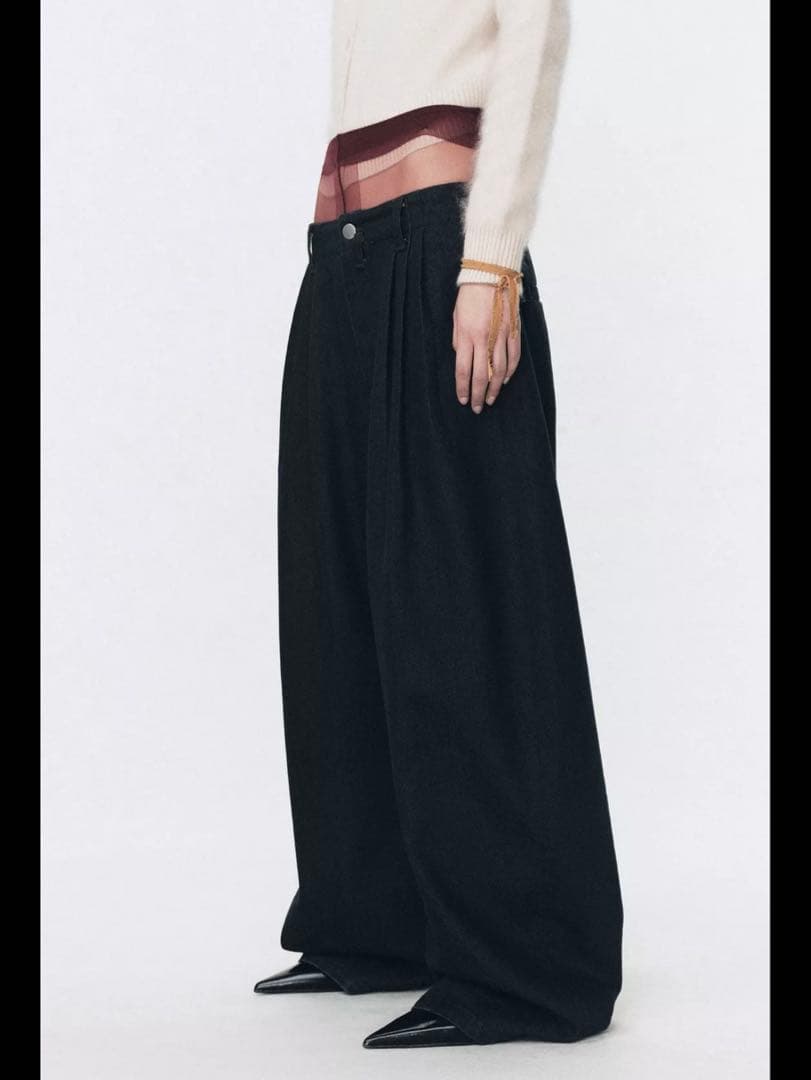 ZARA soshiotsuki ダーツ入りワイドパンツデニム