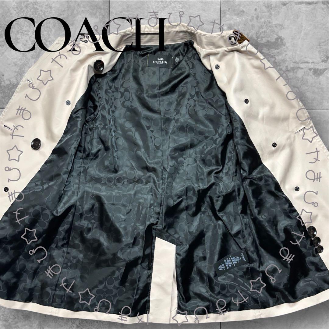 未使用 COACH コーチ 定番ショートトレンチコート シグネチャー柄裏地