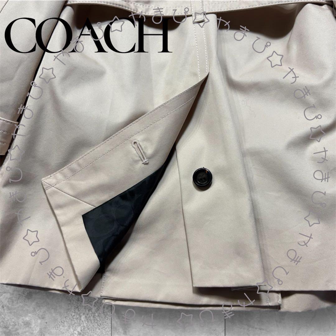 未使用 COACH コーチ 定番ショートトレンチコート シグネチャー柄裏地