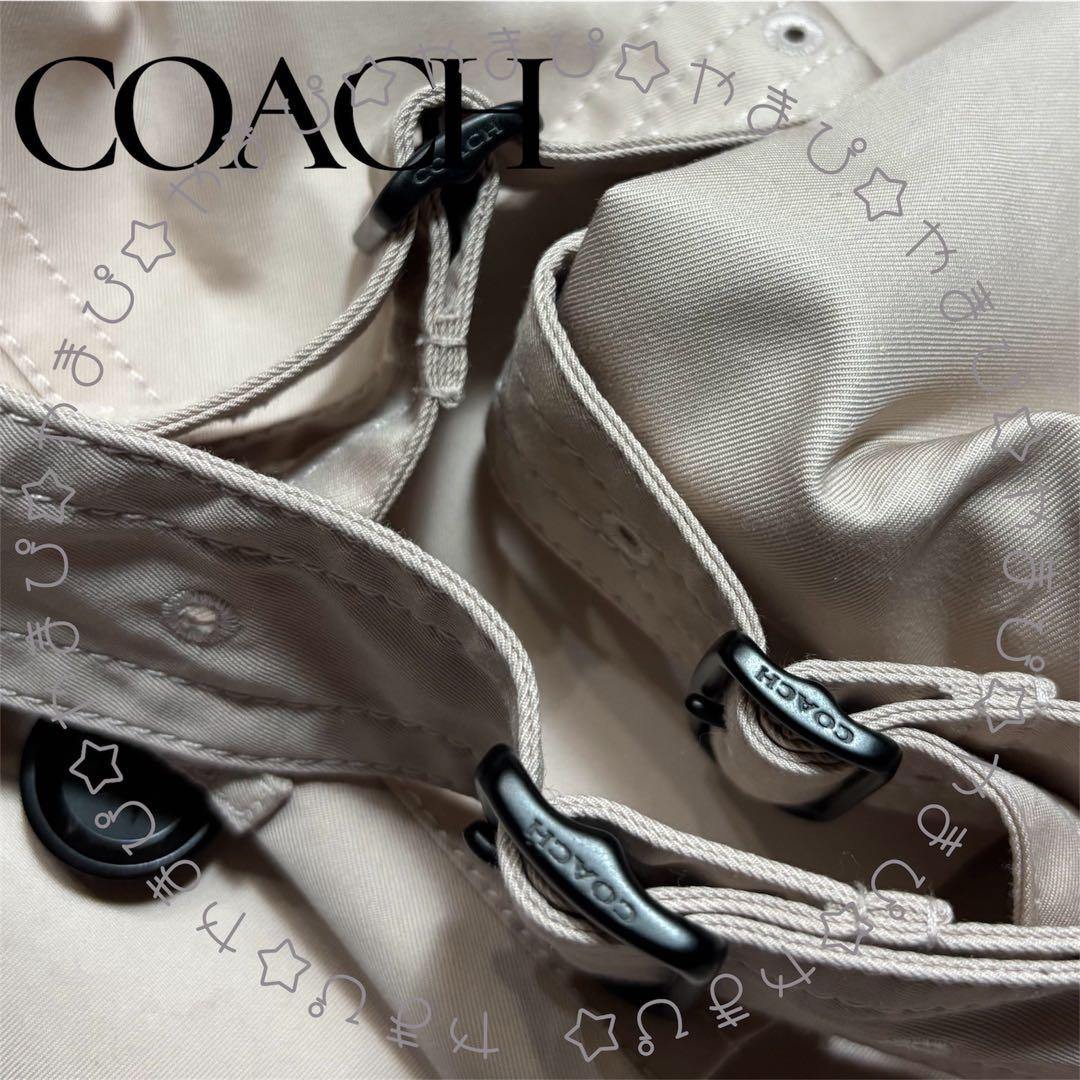 未使用 COACH コーチ 定番ショートトレンチコート シグネチャー柄裏地