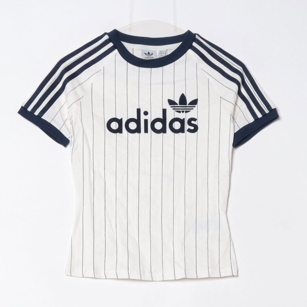 新品S⭐️adidas リニア グラフィック カリTシャツ ホワイト×ネイビー