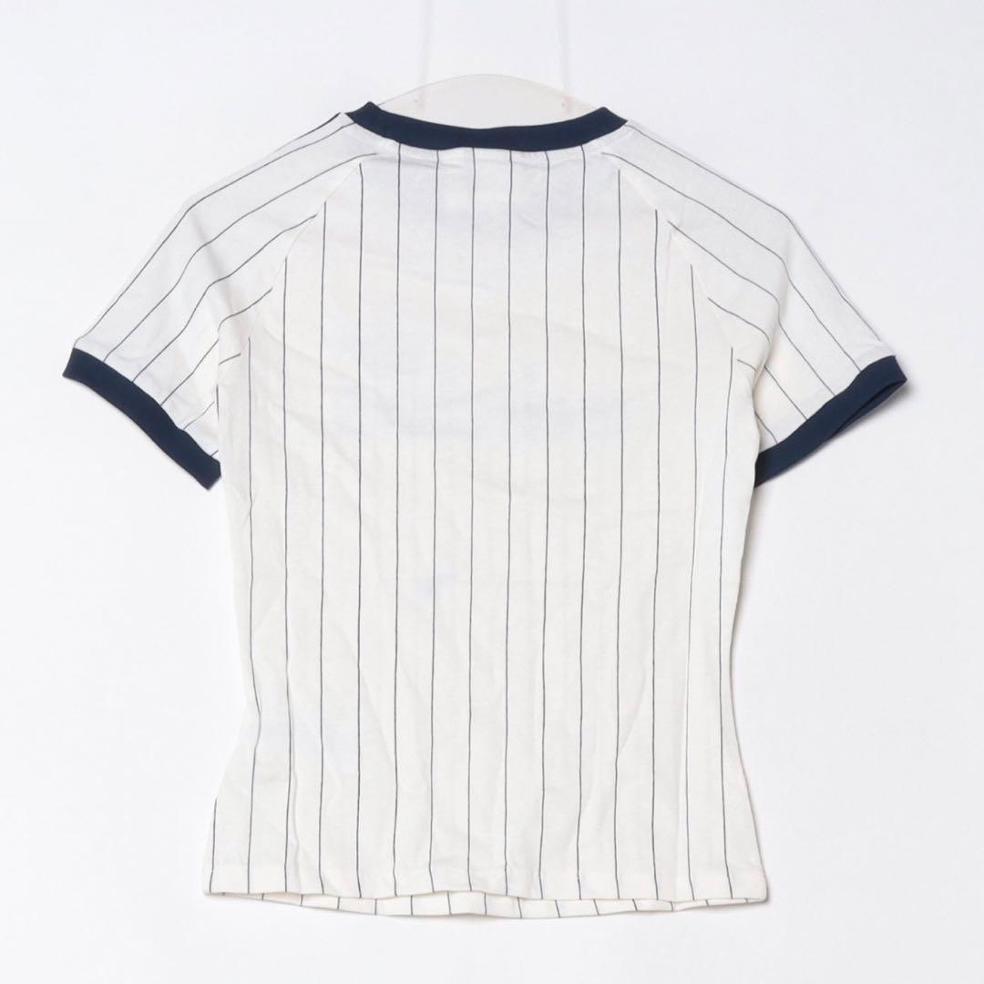 新品S⭐️adidas リニア グラフィック カリTシャツ ホワイト×ネイビー