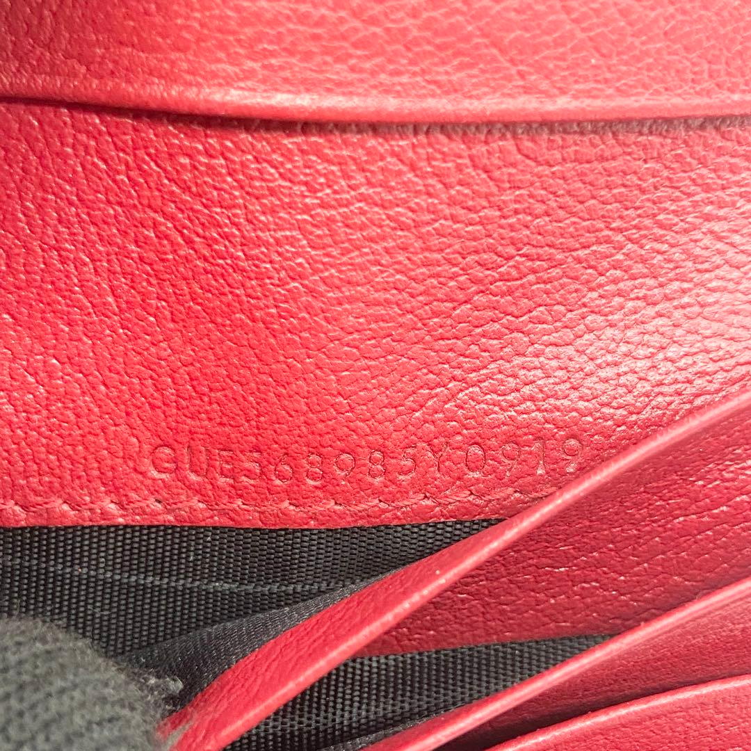 極美品　イヴサンローラン　折り財布　YSL ゴールド金具　レザー　レッド