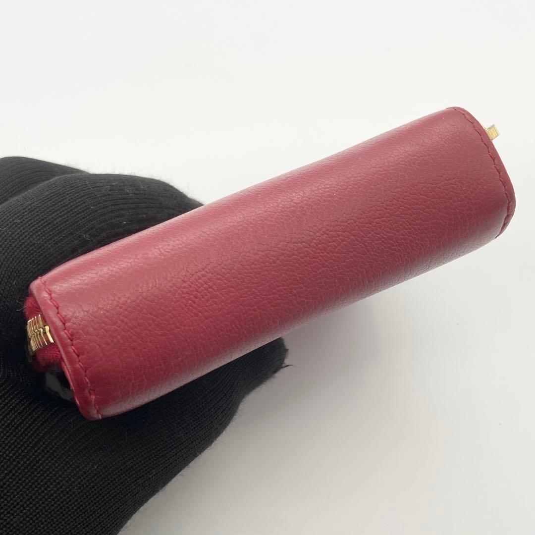 極美品　イヴサンローラン　折り財布　YSL ゴールド金具　レザー　レッド