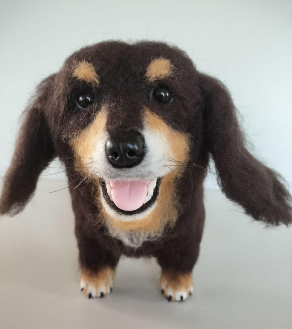 ミニチュアダックス◆羊毛フェルト　犬　ハンドメイド　舌出し　37cm