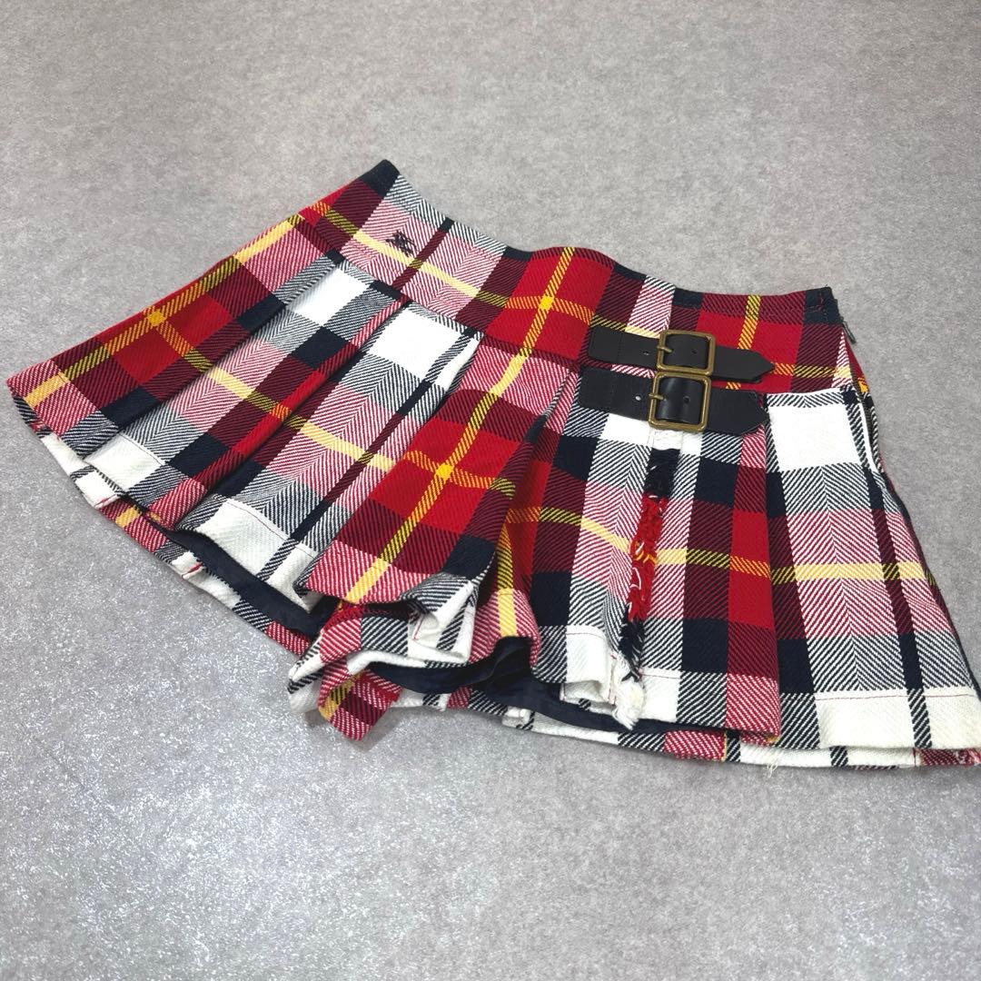 BURBERRY BLUE LABEL キュロットスカート 牛革ベルト 刺繍ロゴ
