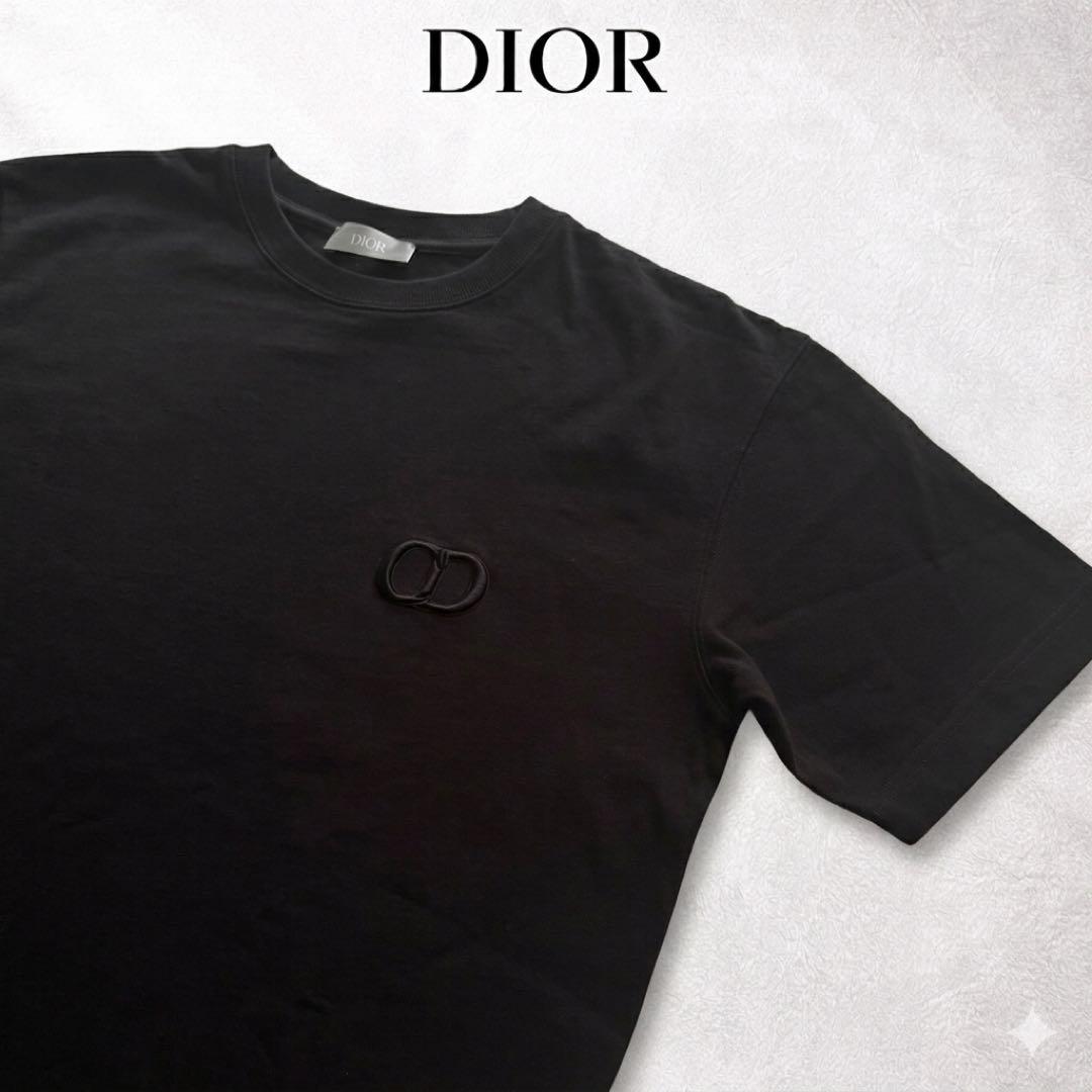 【正規品】Dior Tシャツ メンズ 黒 刺繍ロゴ Homme XS 美品