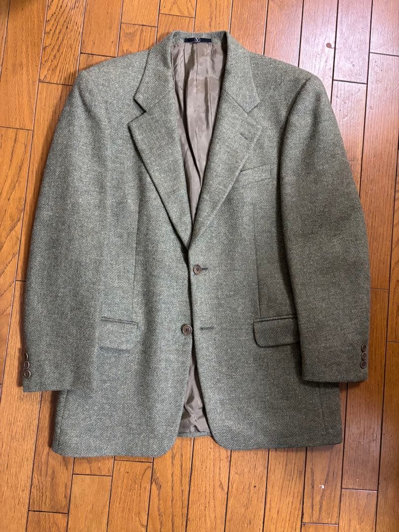 VALENTINO グリーングレー系　ツイードテーラードジャケット　レトロ