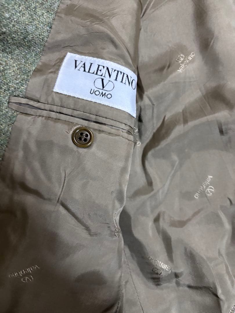 VALENTINO グリーングレー系　ツイードテーラードジャケット　レトロ
