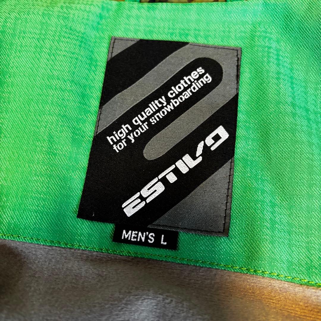 【極美品ESTIVO エスティボ スノボウェア スタジャン風 グリーン Lサイズ