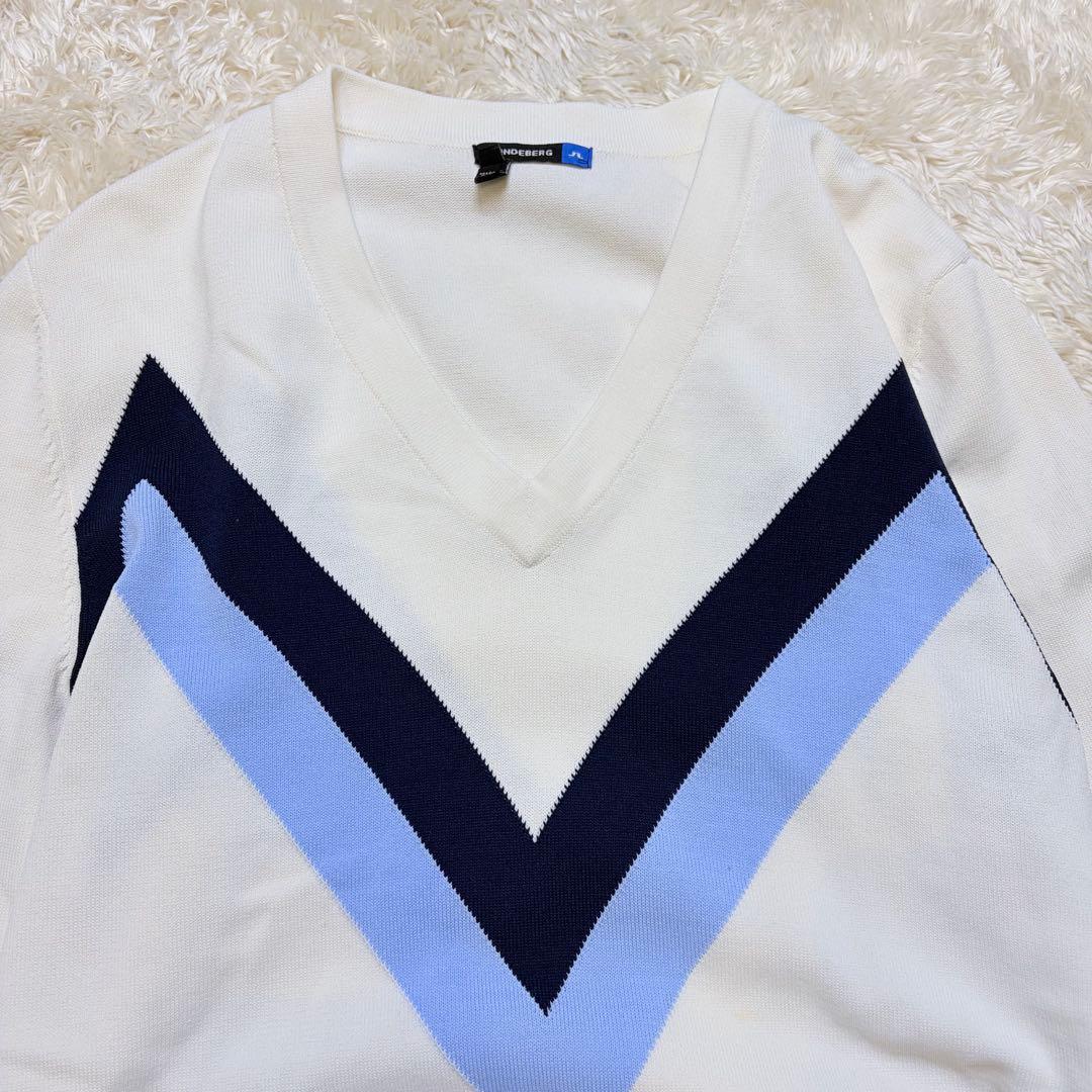 【美品】ジェイリンドバーグ Vネックニット セーター ゴルフウェア メンズ M