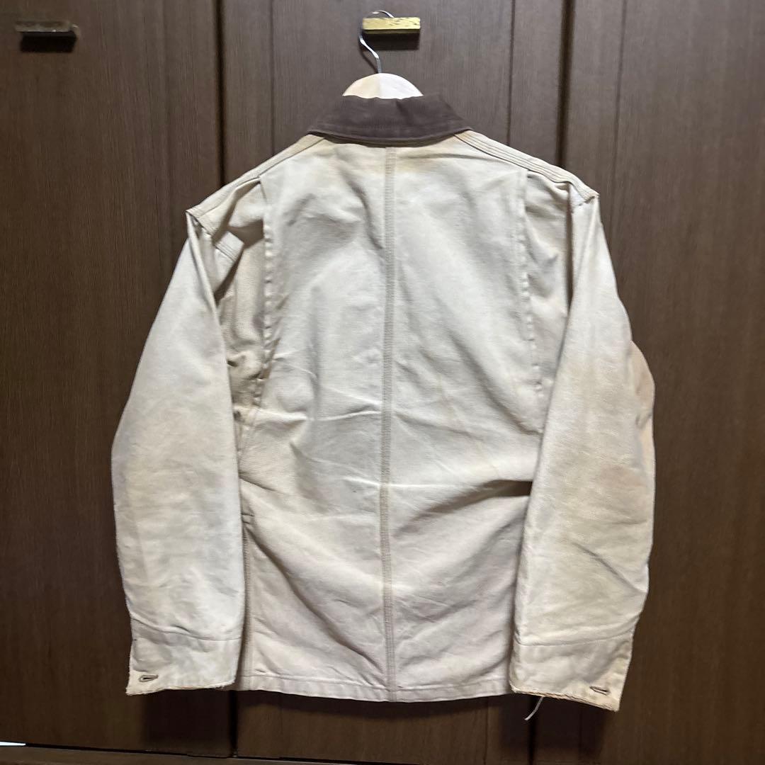 希少星タグUSA製90sCarhartt カバーオール ベージュ裏地なし