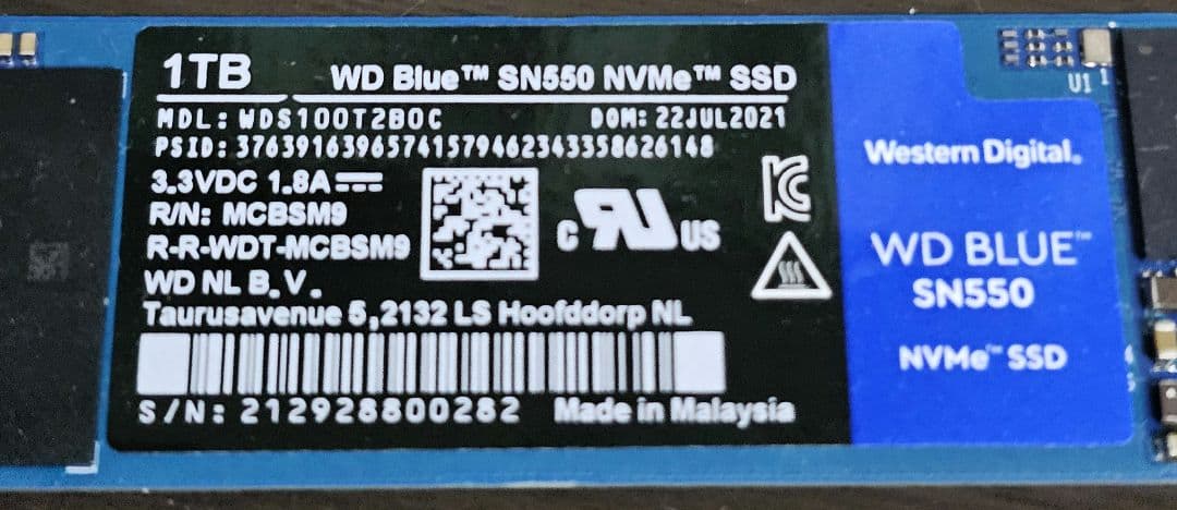内蔵型SSD WD Blue M.2 SSD 1TB SSD