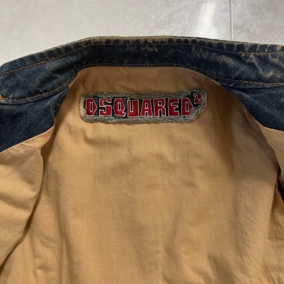 DSQUARED2 デニム ノースリーブ ベスト ビンテージ 羽 ワッペン44