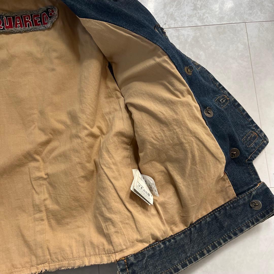 DSQUARED2 デニム ノースリーブ ベスト ビンテージ 羽 ワッペン44