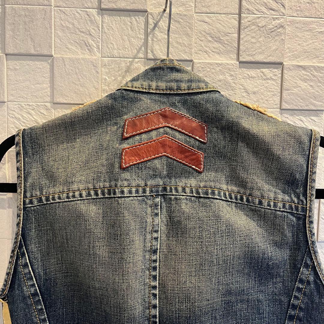 DSQUARED2 デニム ノースリーブ ベスト ビンテージ 羽 ワッペン44