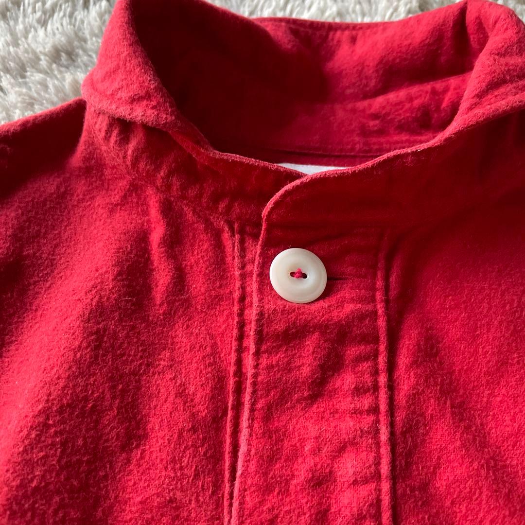 RED❤️flannel❤️DANTONレディースシャツ❤️36レアな赤可愛い〜