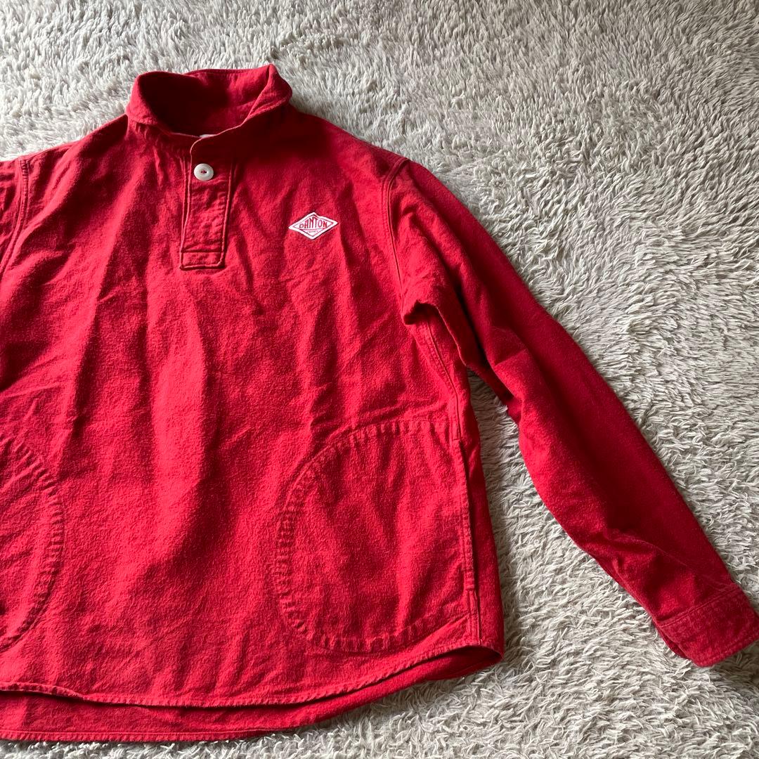 RED❤️flannel❤️DANTONレディースシャツ❤️36レアな赤可愛い〜