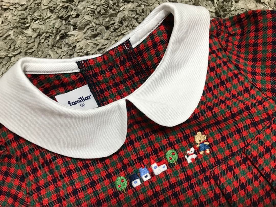 ファミリア　チェック　ワンピース　90