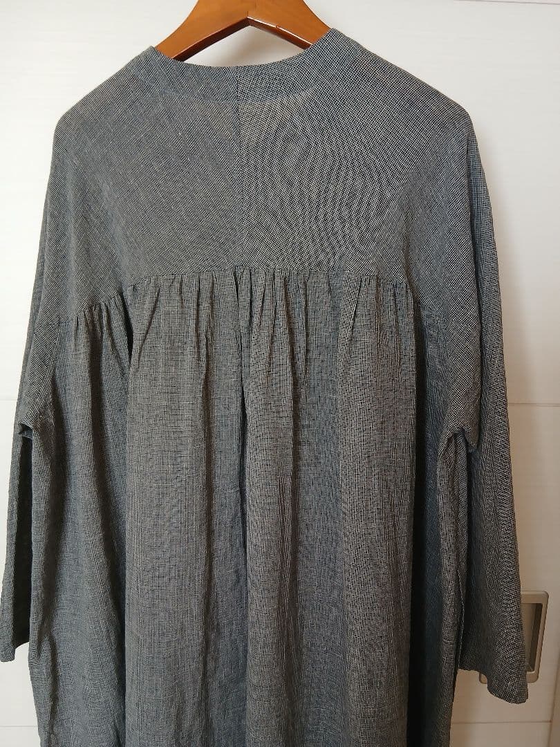 美品　JURGEN LEHL　グレーmixボケット付きリネンコットンロングコート