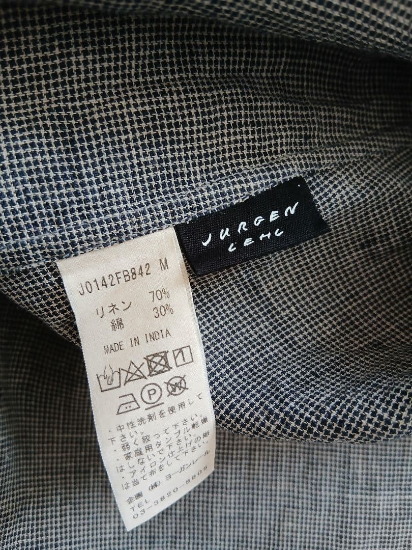 美品　JURGEN LEHL　グレーmixボケット付きリネンコットンロングコート