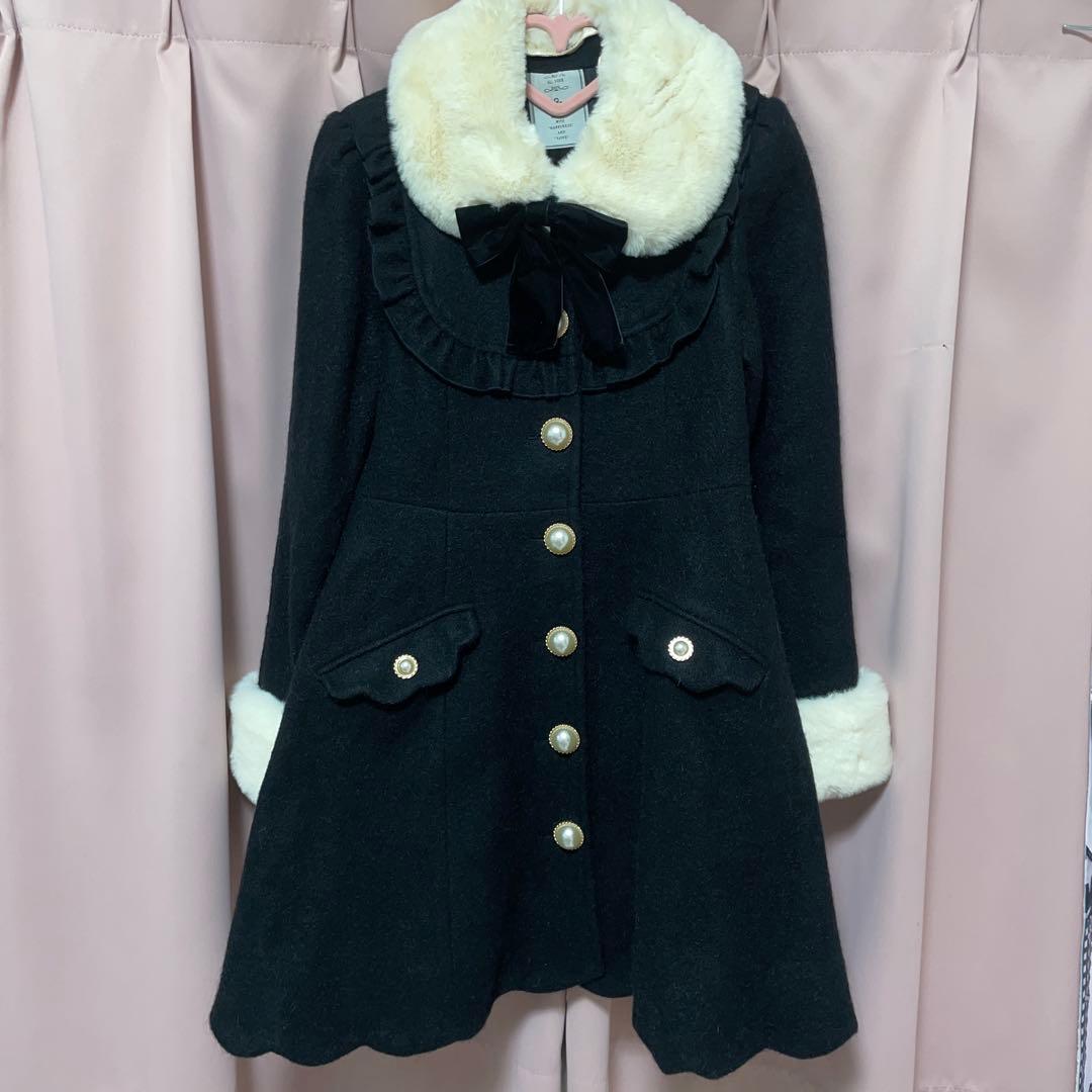 Ank Rouge アンクルージュ 裾スカラップドーリーコート ロングコート 黒