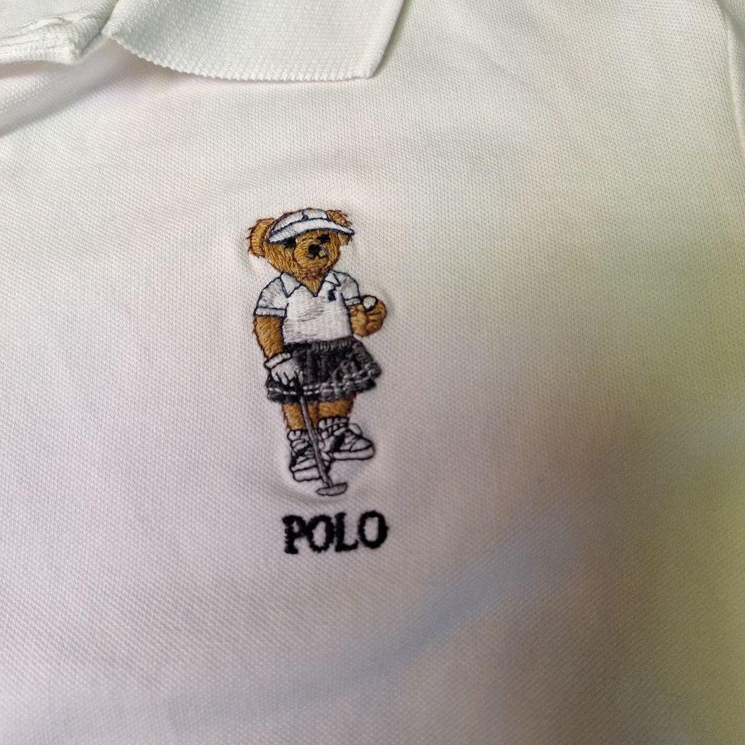 ポロゴルフ　ラルフローレン　ポロベア刺繍 白半袖　現行　水玉　ゴルフ　クマ