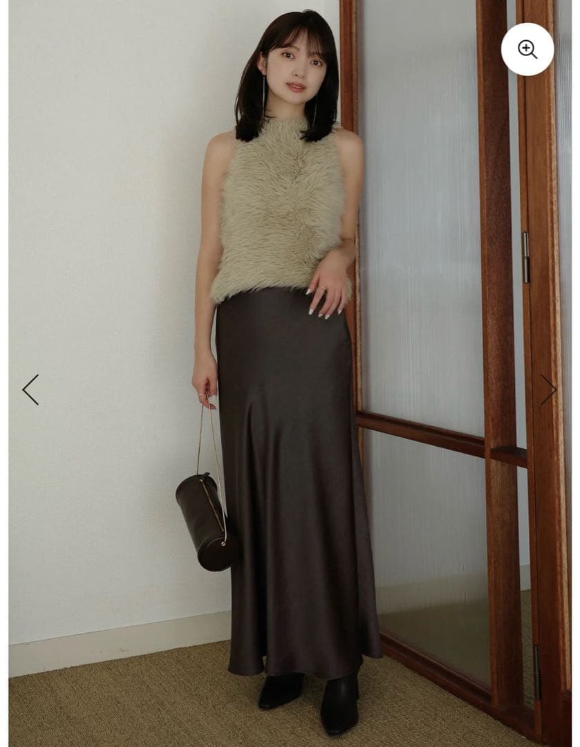 サテンナロースカート　anuans Mサイズ　charcoal brown