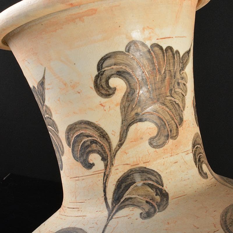 中国　磁州窯白磁　鉄絵花卉文壷　大壷　C　R5598C