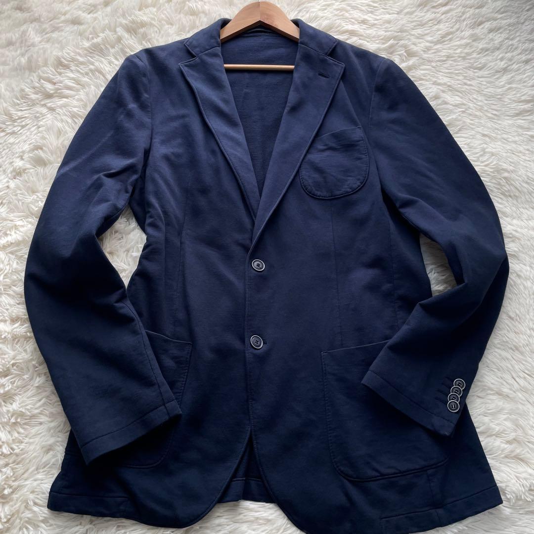 美品✨パオローニ　テーラード　スウェット生地　ストレッチ　洗える　紺　XL