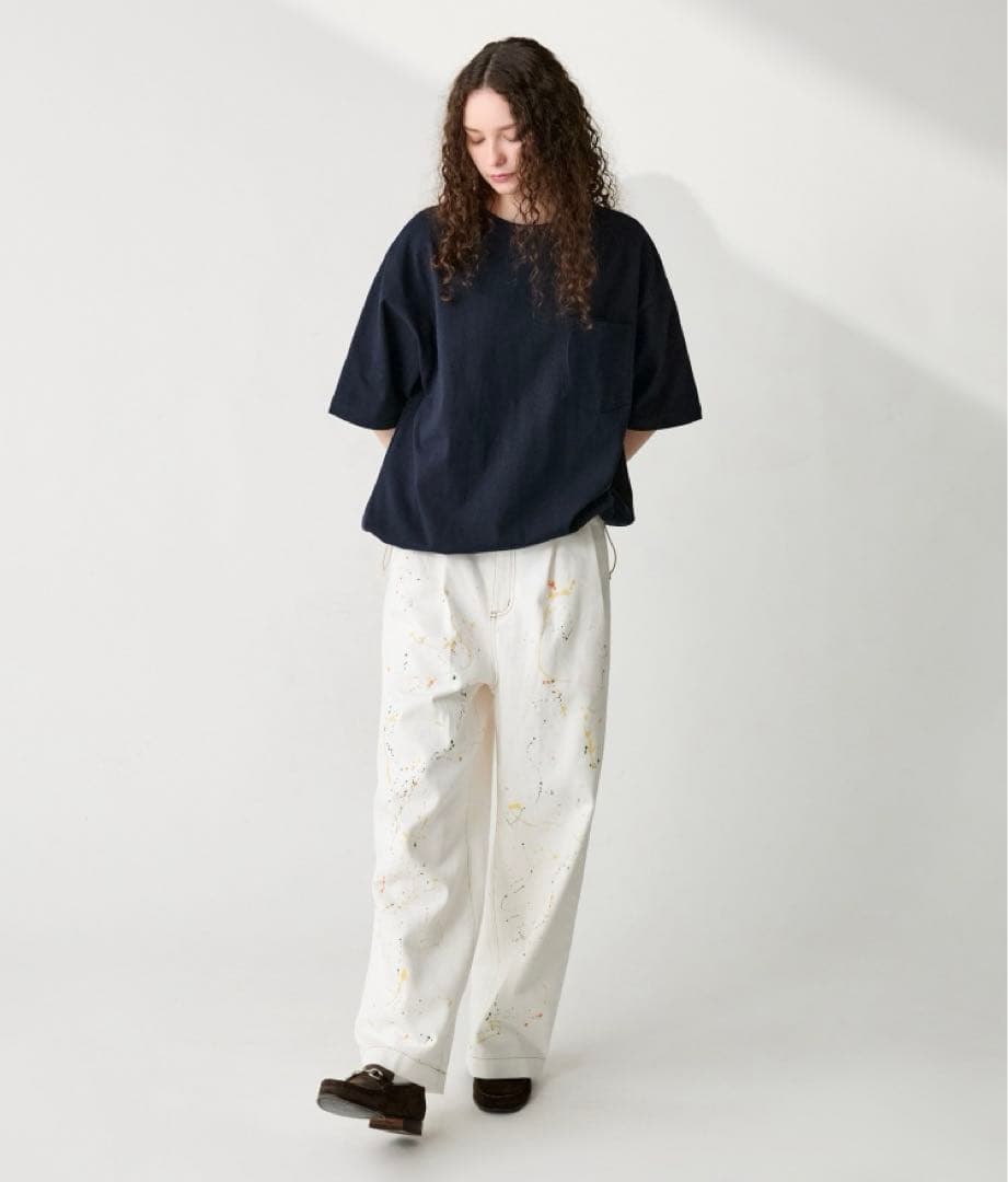 2TUCK PAINT DENIM PANTS ユニセックス　レディースメンズ