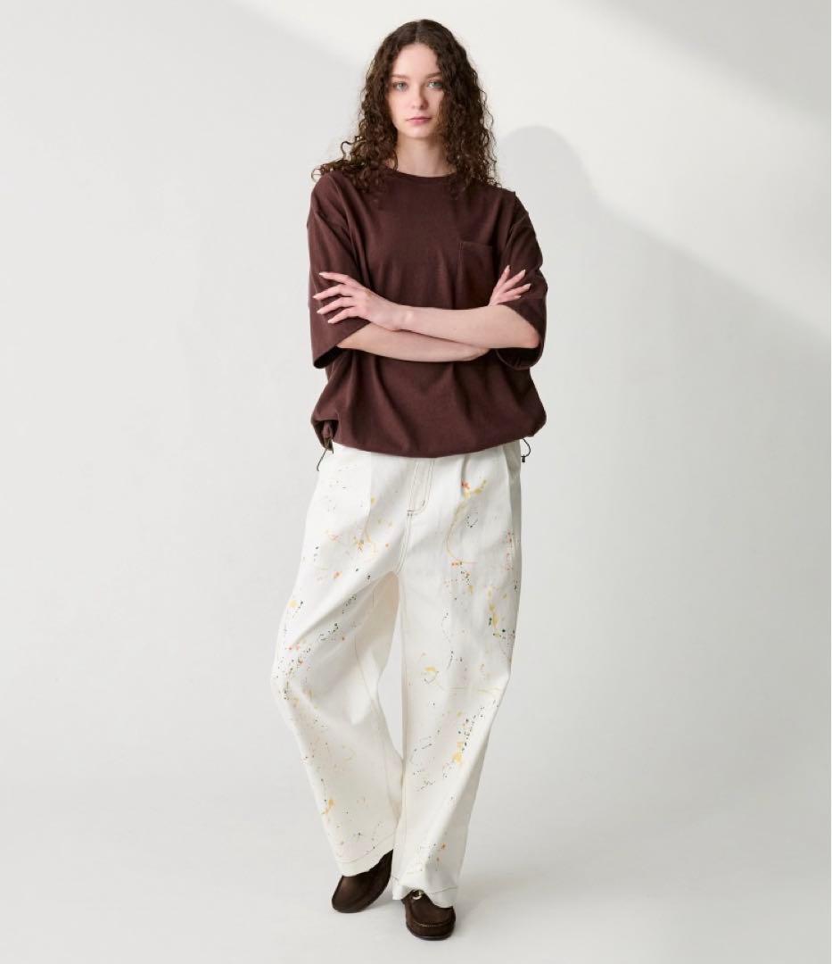 2TUCK PAINT DENIM PANTS ユニセックス　レディースメンズ