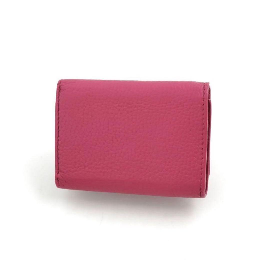 ✨未使用展示品✨　PRADA ミニ財布　シボ革　三つ折り　ピンク　レター型