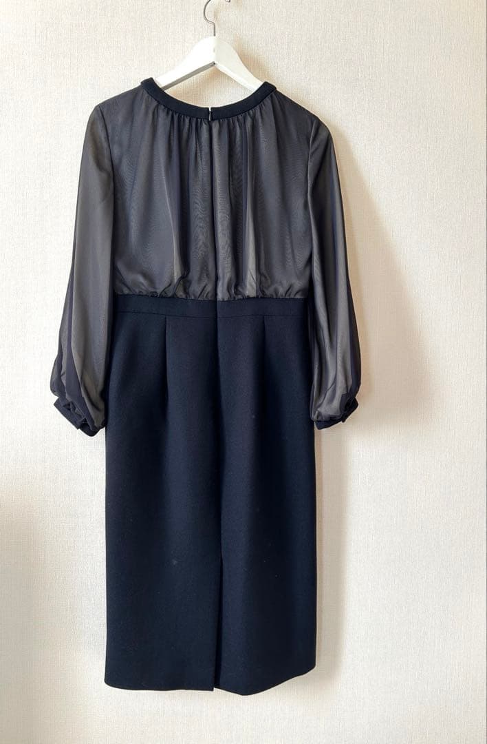 美品EPOCAコンパクトダブルクロスワンピース ダークネイビー 40 M入学式