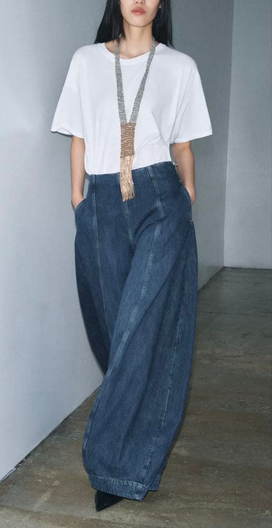 ●ZARA●ザラ●バルーンハイウエストデニムパンツ●34●