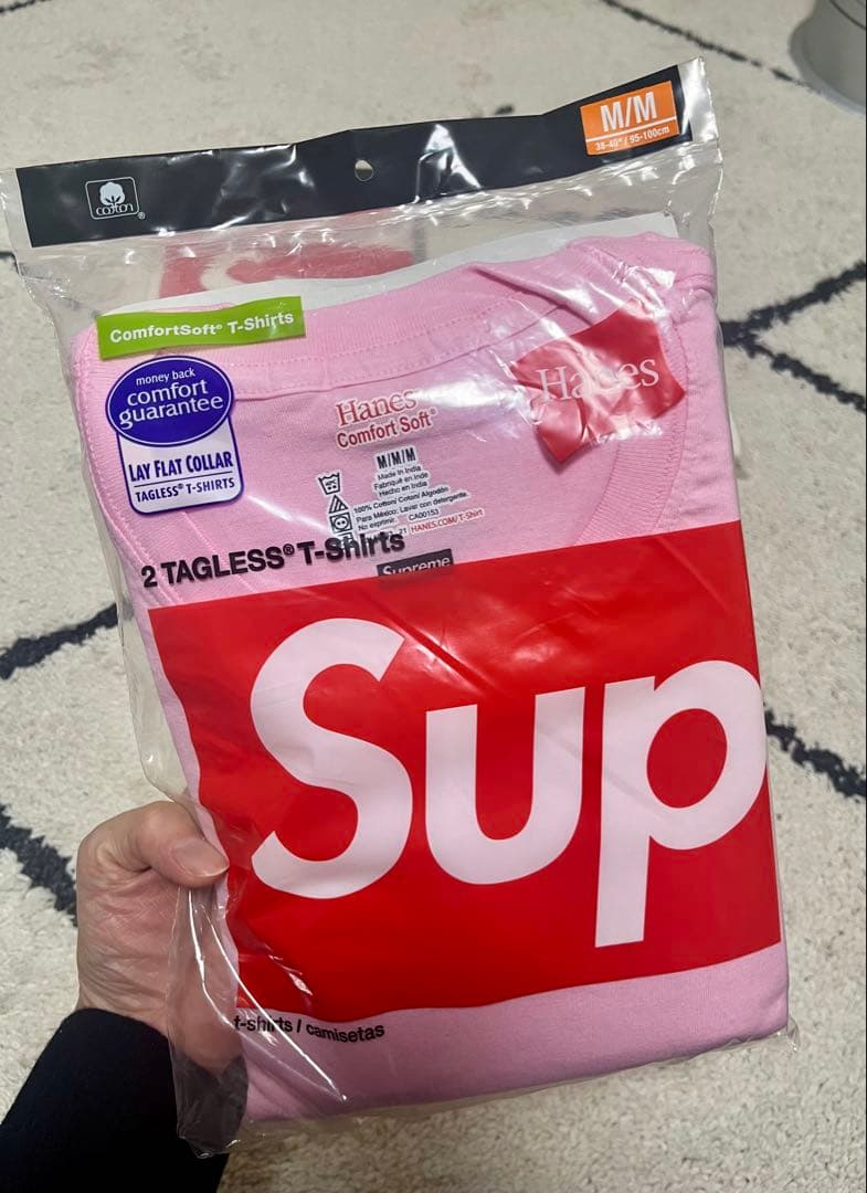 supreme ×Hanes コラボTシャツセット（白/ピンク）
