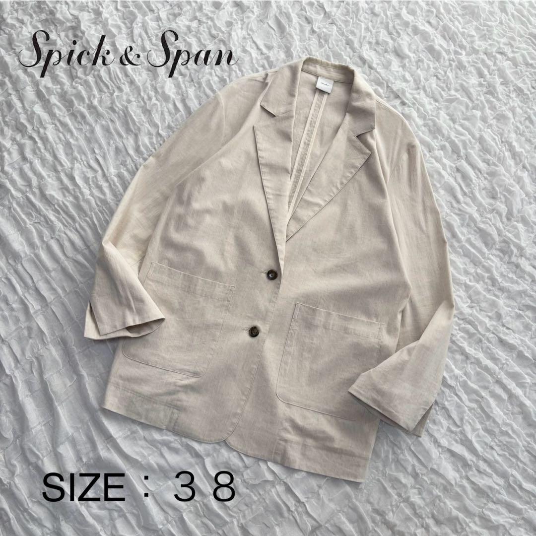 【美品】 スピックアンドスパン レーヨンリネンストレッチルーズジャケット