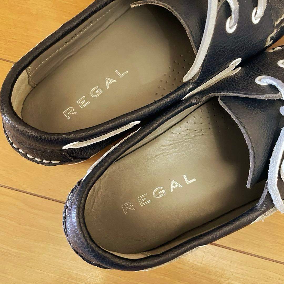 リーガル REGAL 55TR ネイビー 本革シュリンクレザー デッキシューズ
