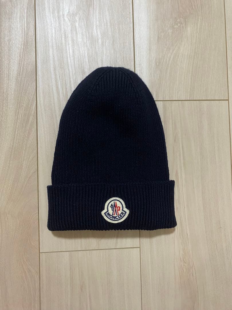 MONCLER ニット帽 ビーニー 濃紺 QR RFID 正規