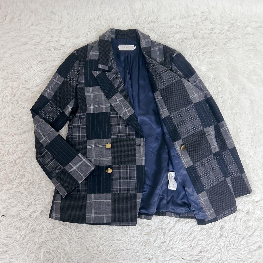 美品　UNFOLLOW FOLL フォル パッチワークダブルブレストブレザー