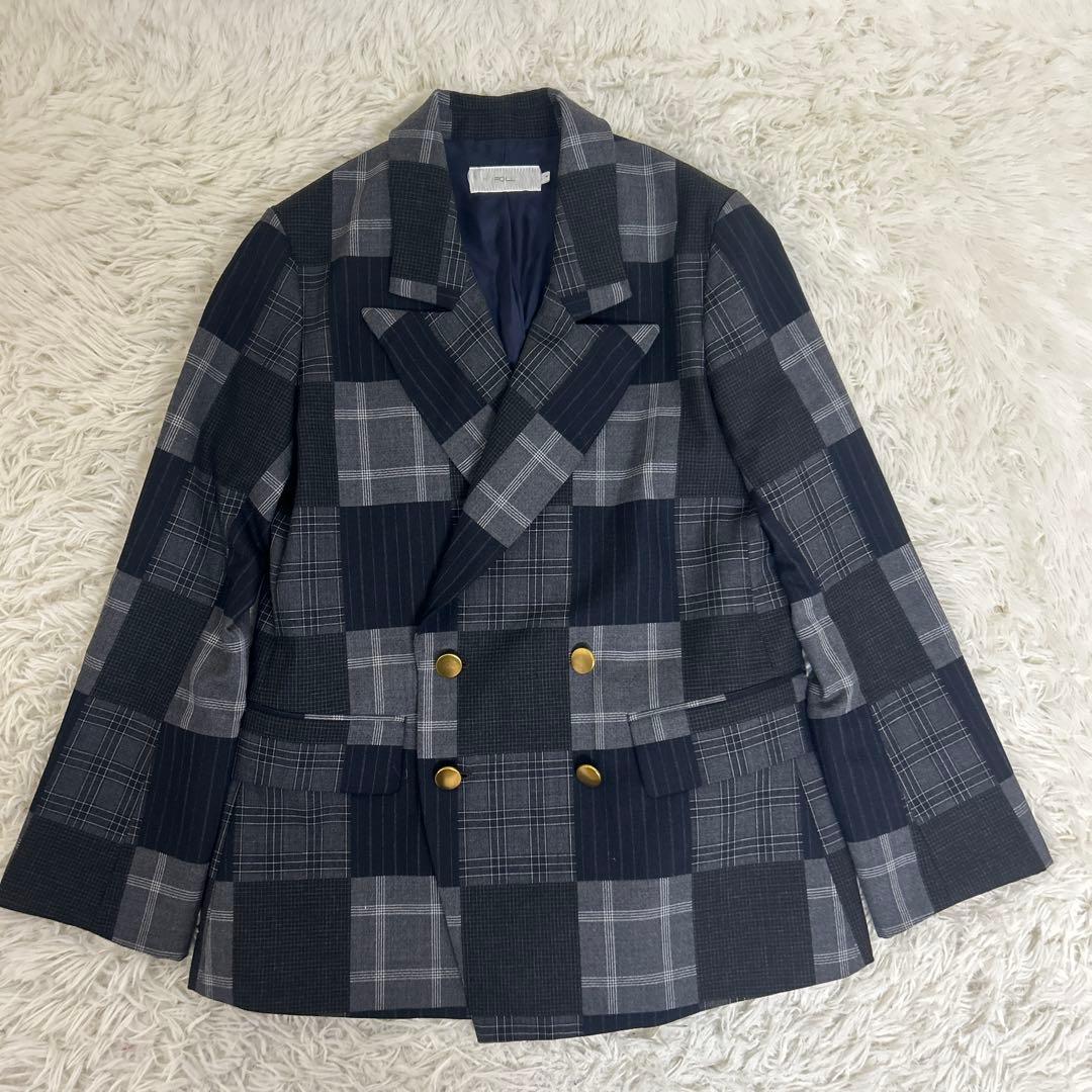 美品　UNFOLLOW FOLL フォル パッチワークダブルブレストブレザー