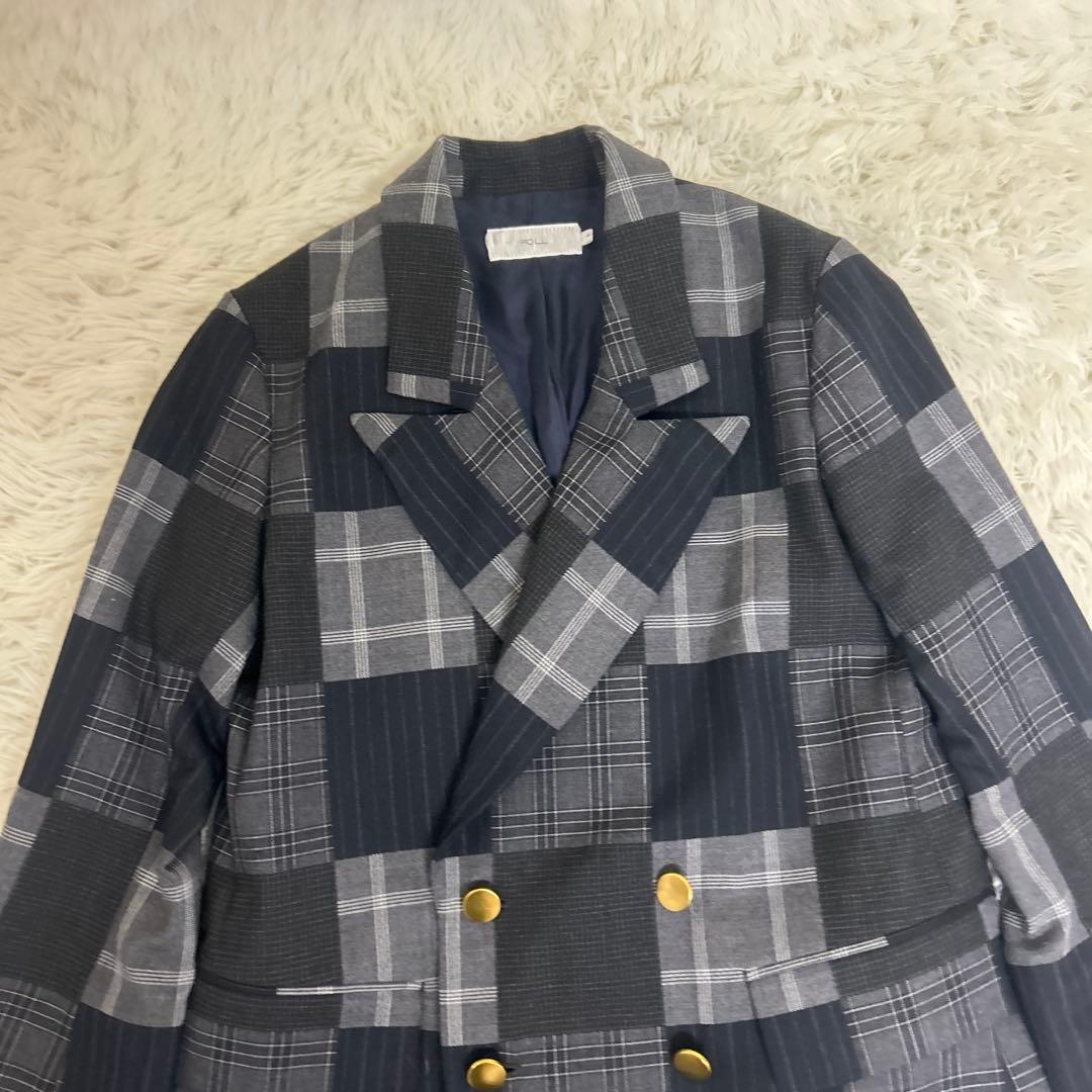 美品　UNFOLLOW FOLL フォル パッチワークダブルブレストブレザー