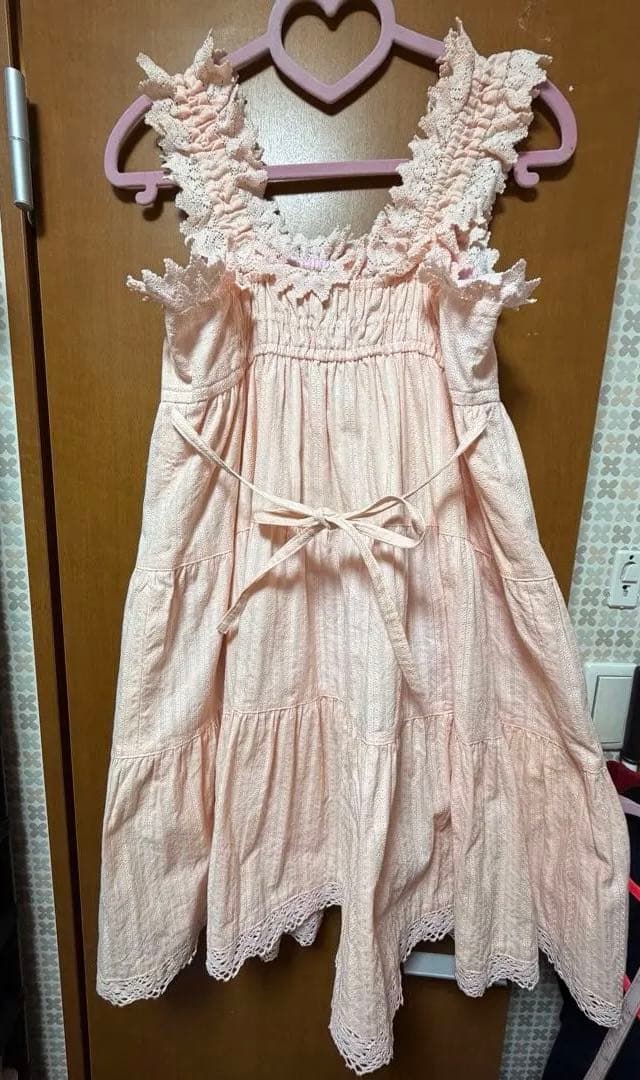 R*u様 ベイビー　BABY からみ3段ティアードJSK ピンク×ピンクレース