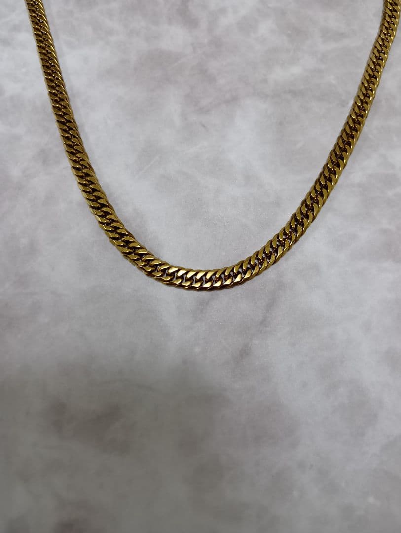 喜平 ネックレス ゴールド チタン ネックレス チェーン 50cm 幅6.5mm